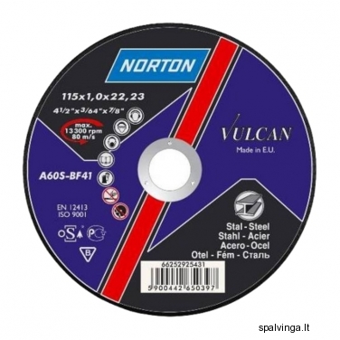 Šlifavimo diskas plienui T41 NORTON VULCAN, skersmuo 125 mm